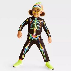 NWT HYDE & EEK! Toddler Blacklight Colorful Skeleton Halloween Costume‎ - 2/3T